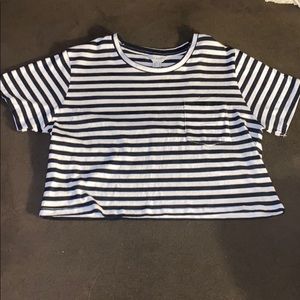 Cropped striped T-shirt